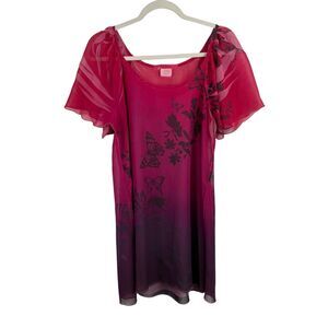 Daniel Benjamin Sheer Tunic Butterfly Blouse Fairy Y2K Sheer Womens Size Large